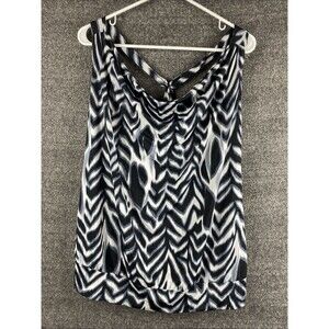 Kiwi Womens Plus Sz 2X Black & white Sleeveless Racerback Stretchy Summer Top